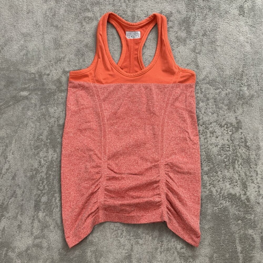 Athleta Shirt Womens XS Orange Fast Track Racerback Tank Top Ruched Workout Gym